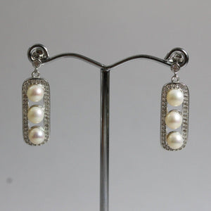 Freshwater Pearl and Cubic Zirconia Drop Earrings