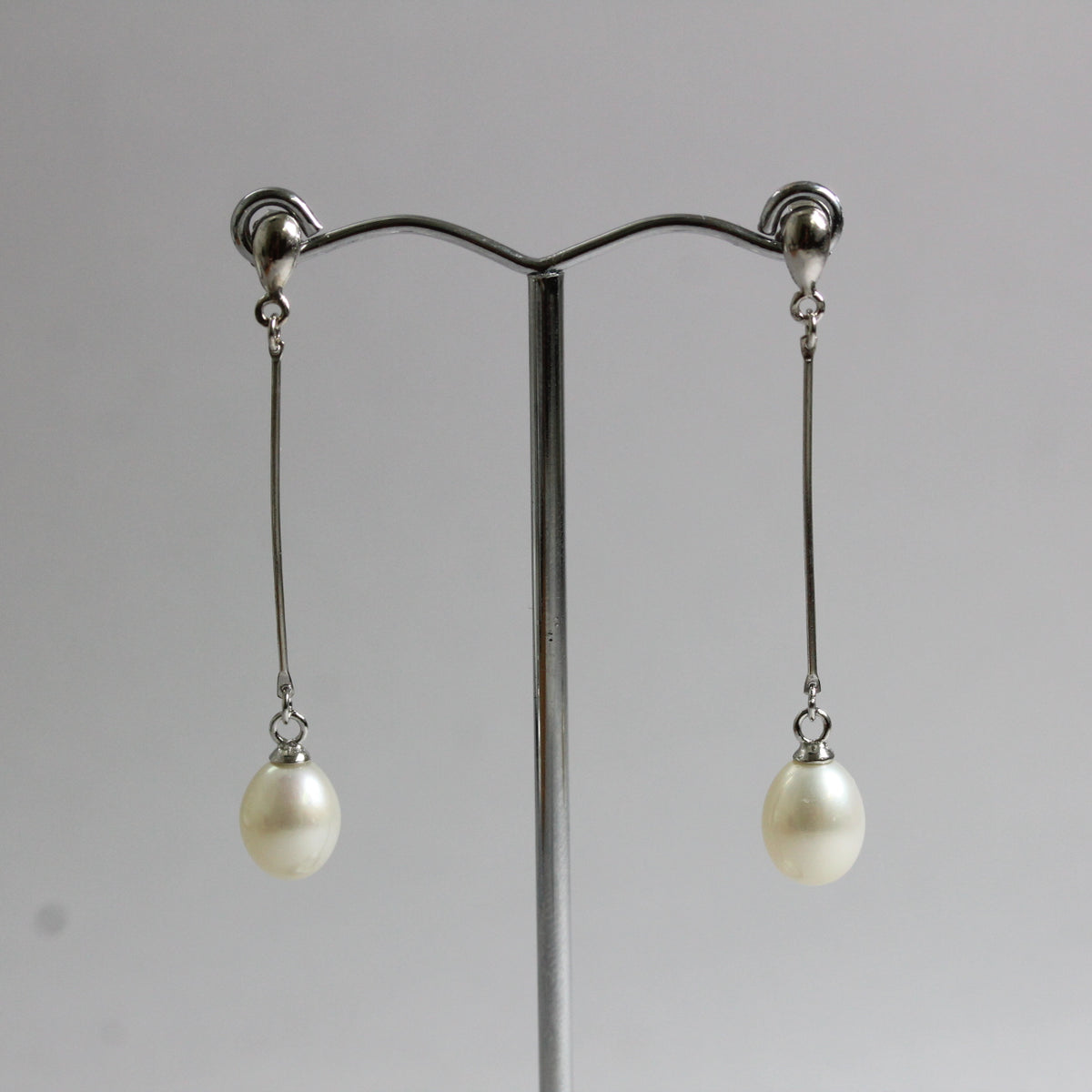 Sterling Silver 8mm Freshwater Pearl Stud Drop Earrings