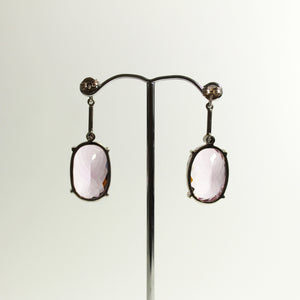 9ct White Gold Oval Kunzite and Diamond stud Drop Earrings
