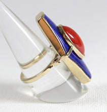 9ct Yellow Gold Momo Coral and Lapis Lazuli Cocktail Ring