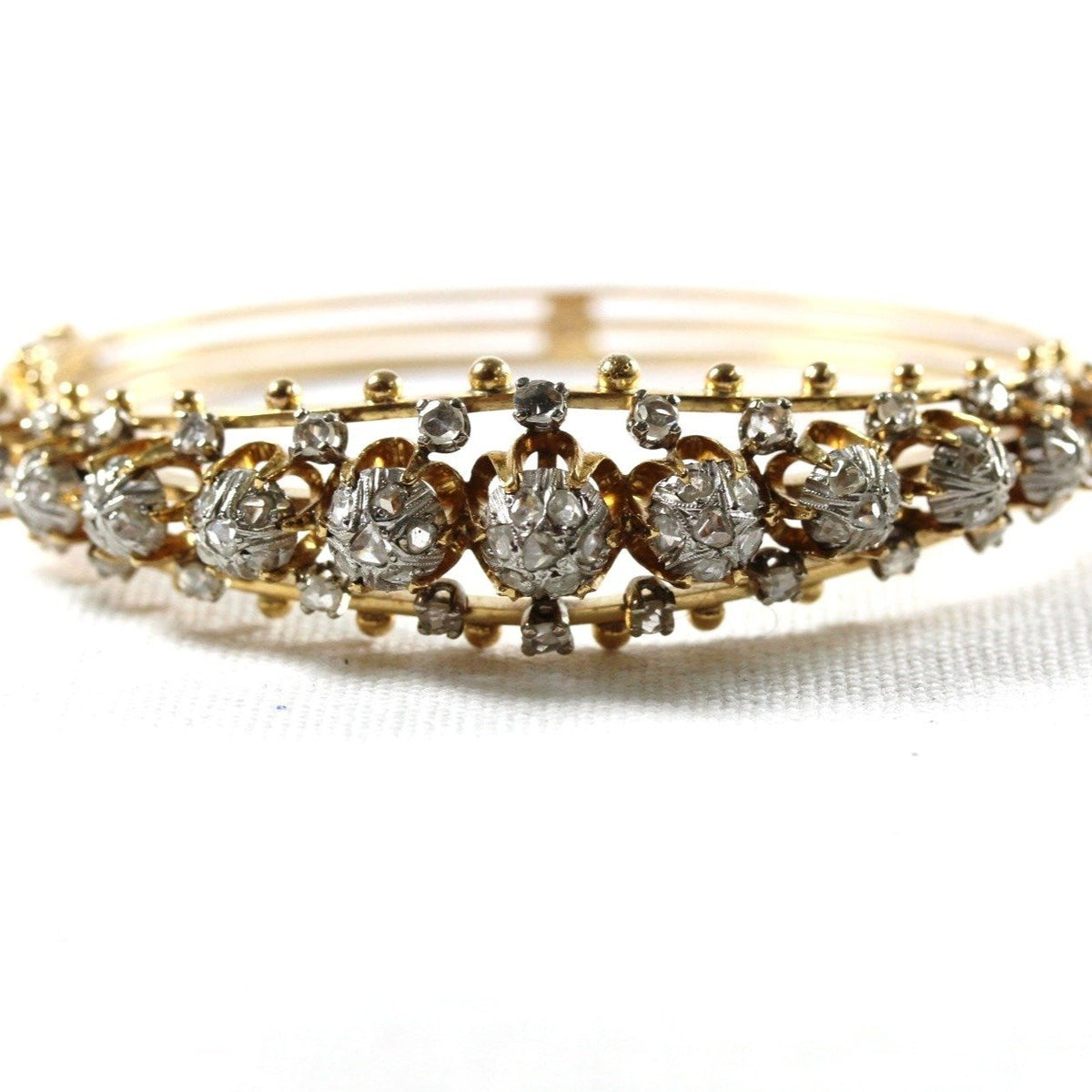 Georgian Two Tone Gold Old Cut Diamond Bangle
