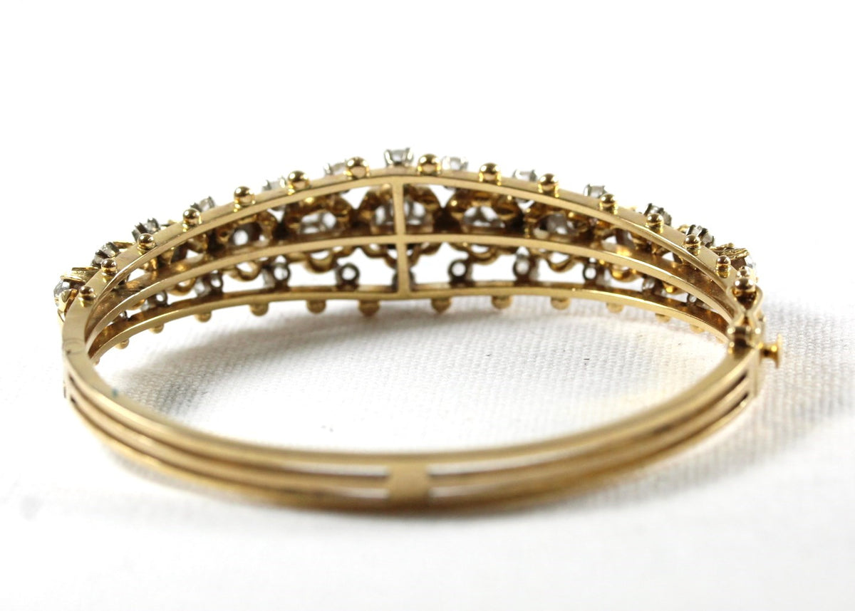 Georgian Two Tone Gold Old Cut Diamond Bangle