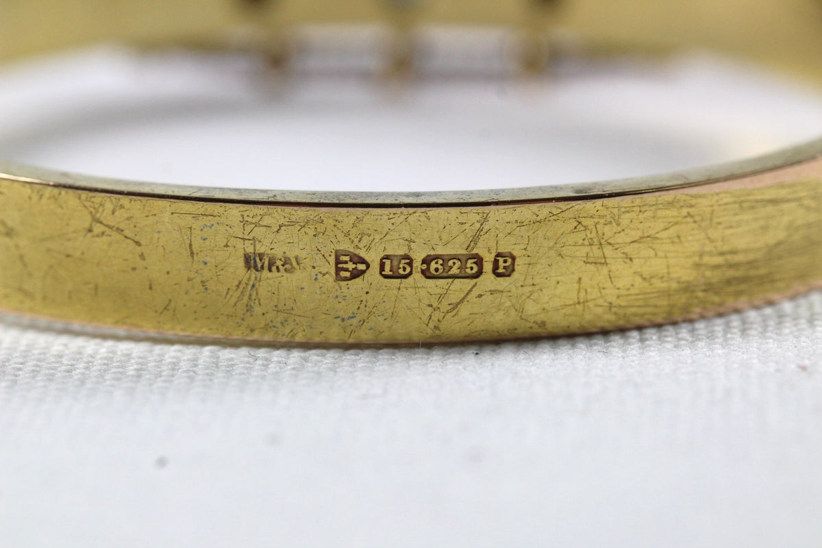 Antique 15ct Yellow Gold Sapphire and Diamond Bangle