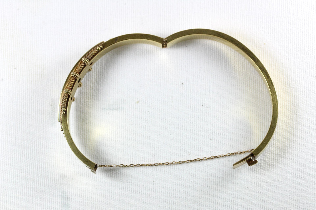 Antique 15ct Yellow Gold Sapphire and Diamond Bangle