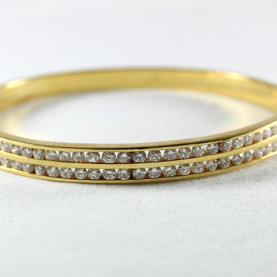 18ct Yellow Gold Channel Set Diamond Bangle
