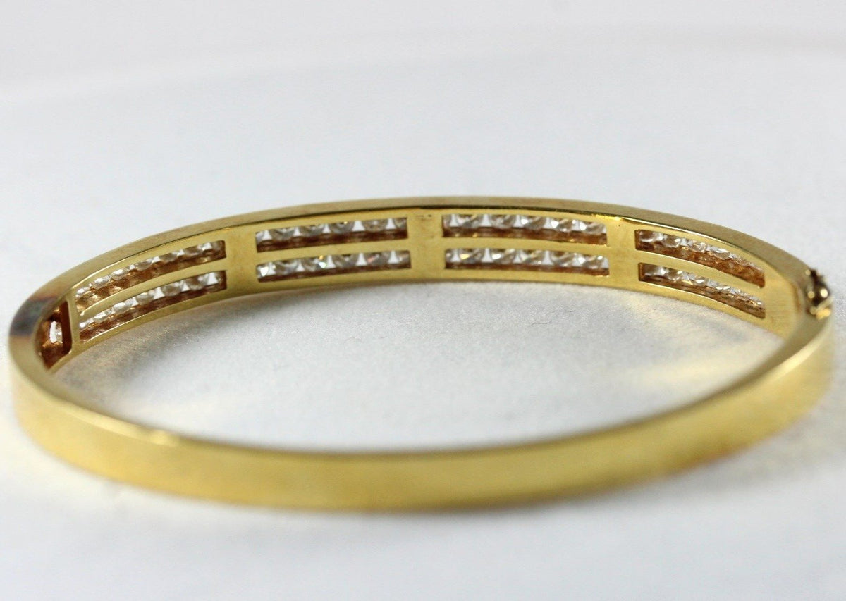 18ct Yellow Gold Channel Set Diamond Bangle
