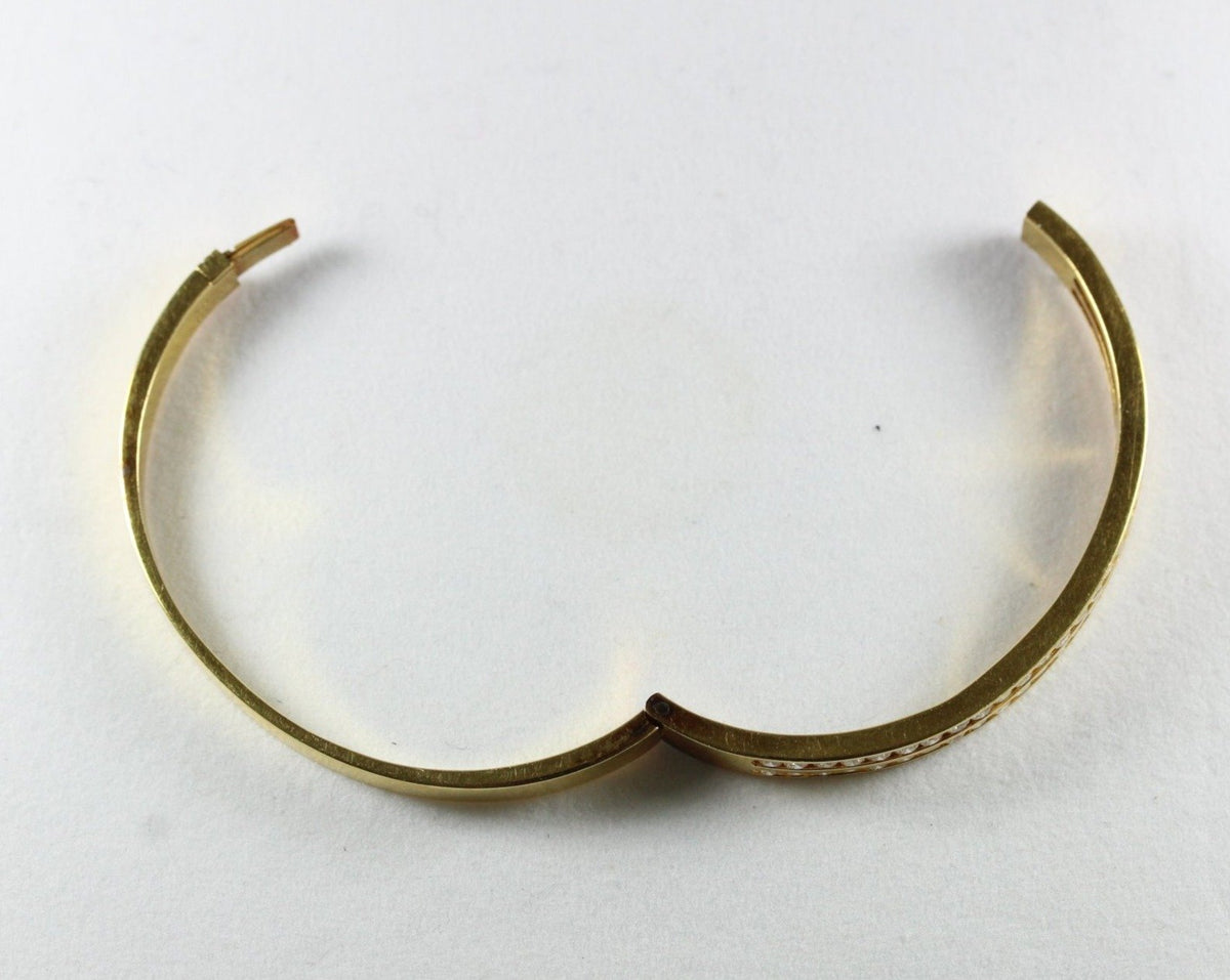18ct Yellow Gold Channel Set Diamond Bangle