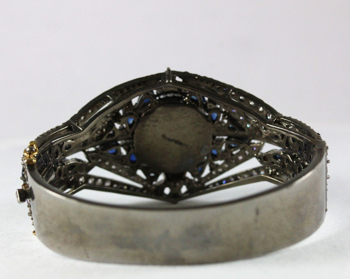 Sterling Silver Sapphire, Diamond and Moonstone Bangle
