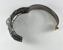 Sterling Silver Sapphire, Diamond and Moonstone Bangle