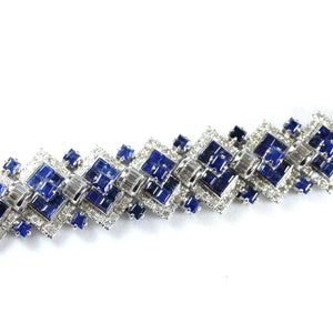 14ct White Gold Sapphire and Diamond Geometric Bracelet