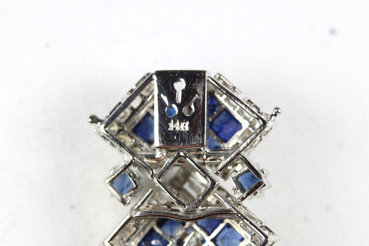 14ct White Gold Sapphire and Diamond Geometric Bracelet