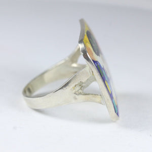 Sterling Silver Handmade Enamel Blue Kiss Ring