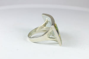 Handmade Sterling Silver Enamel Green Kiss Ring
