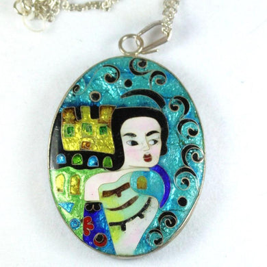 Handmade Double Sided Enamel Picasso/Klimt Pendant