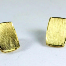 Modernist Brushed 18ct Yellow Gold Stud Earrings