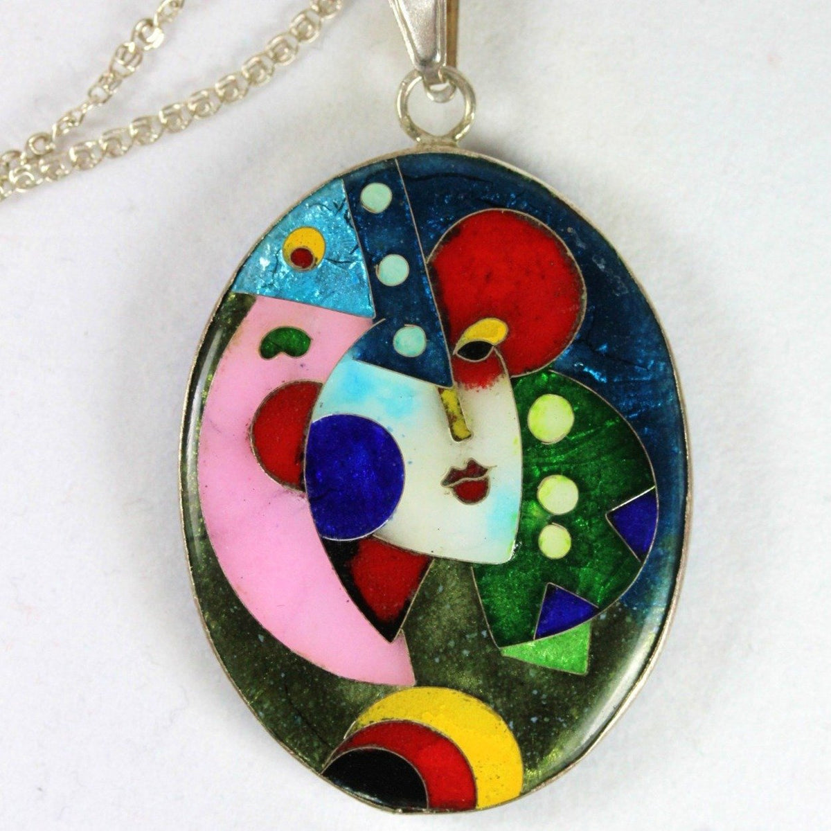 Double Sided Enamel Frida Kahlo/Picasso Style Pendant