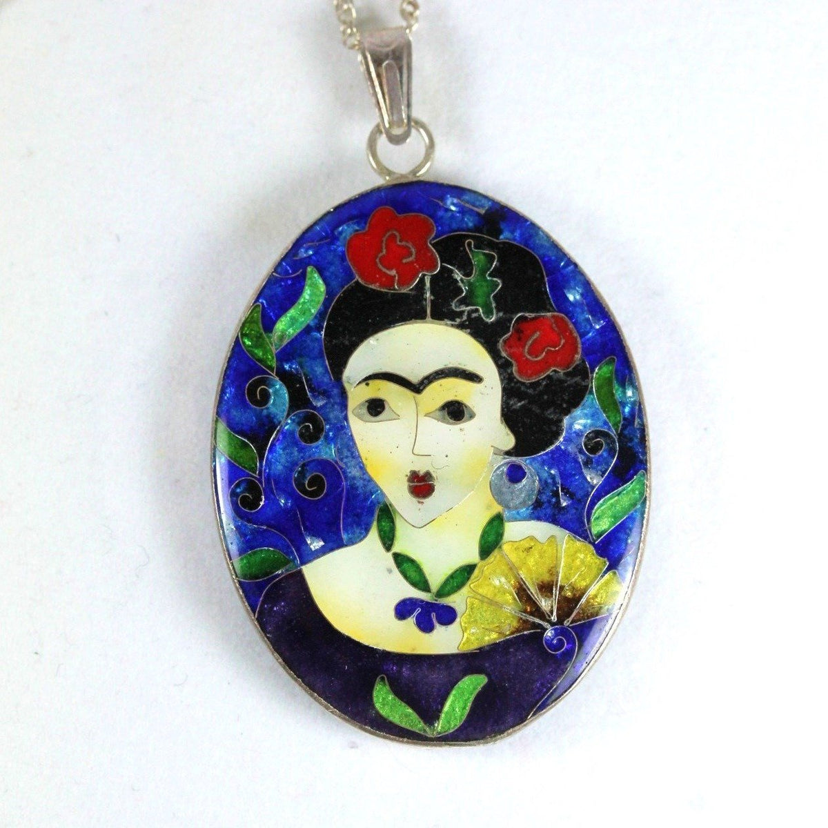 Double Sided Enamel Frida Kahlo/Picasso Style Pendant