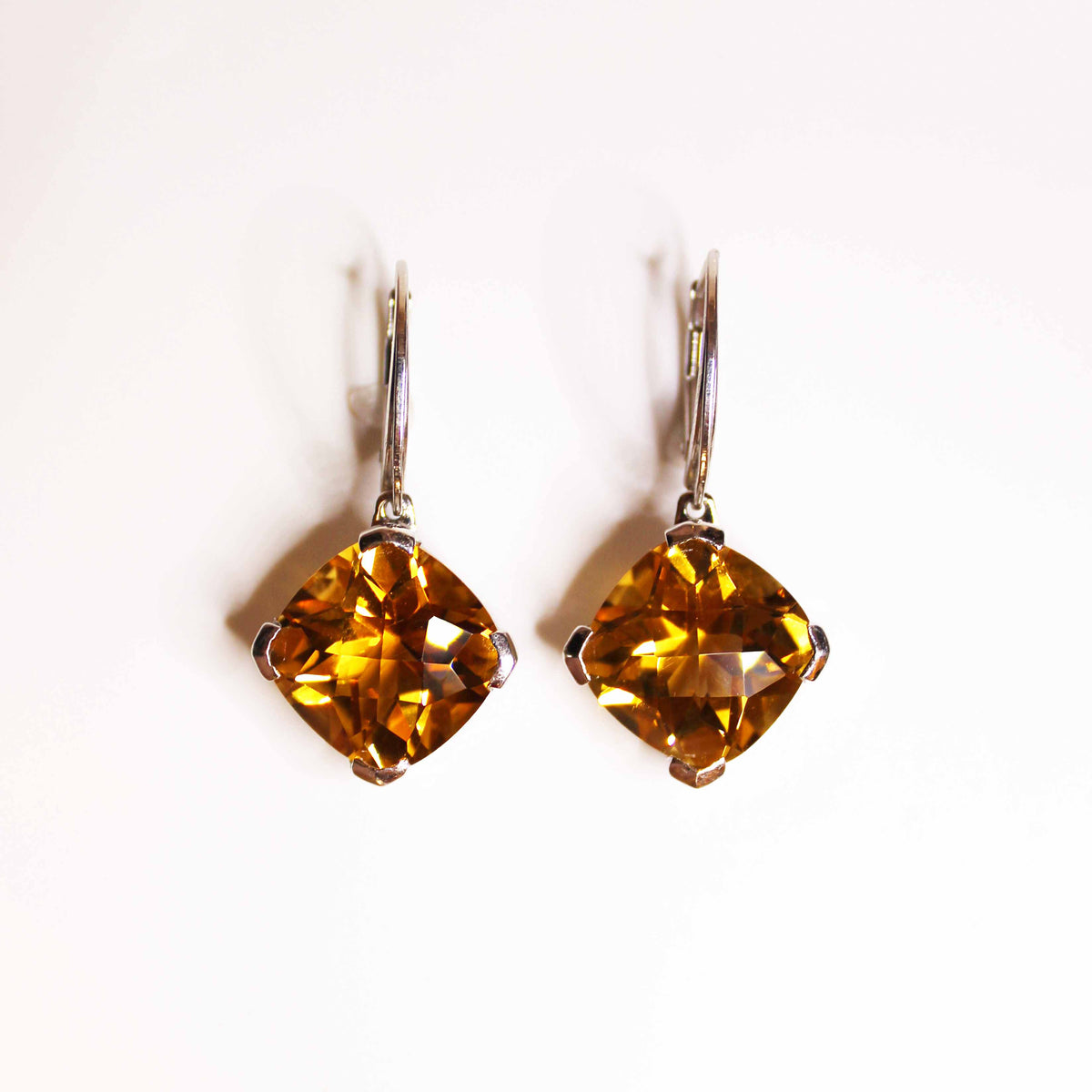Faceted Cushion Cut Citrine Earrings