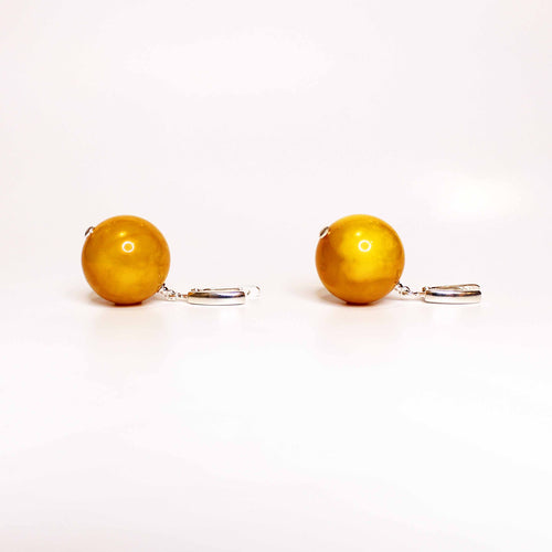 Butterscotch Amber Round Drop Earrings