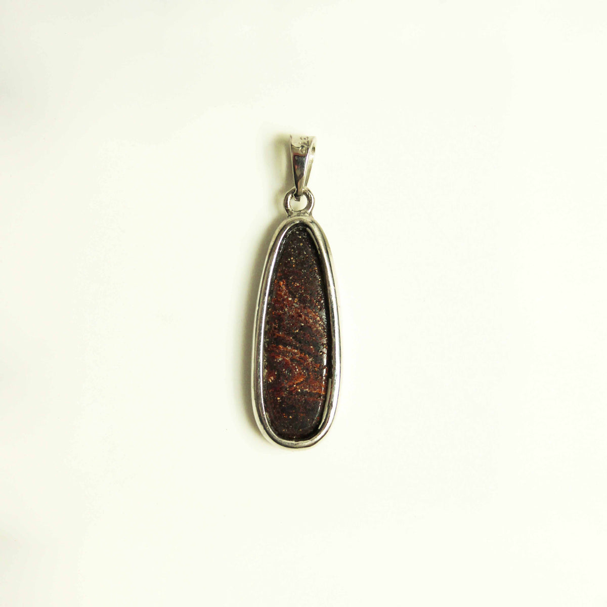 9ct White Gold Black Boulder Opal Pendant
