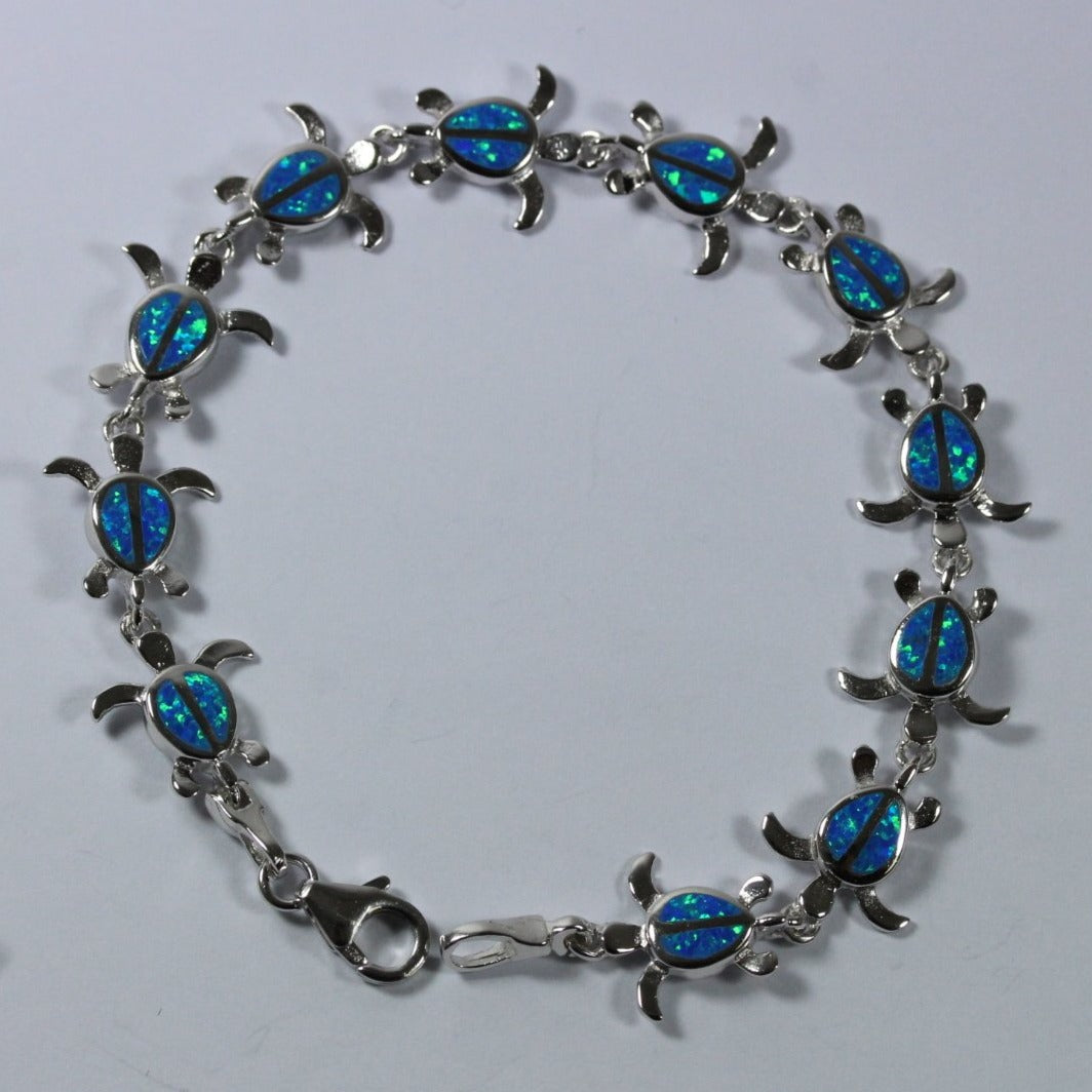 Sterling Silver Triplet Opal Turtle Bracelet