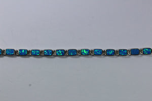 Sterling Silver Triplet Opal Panel Bracelet