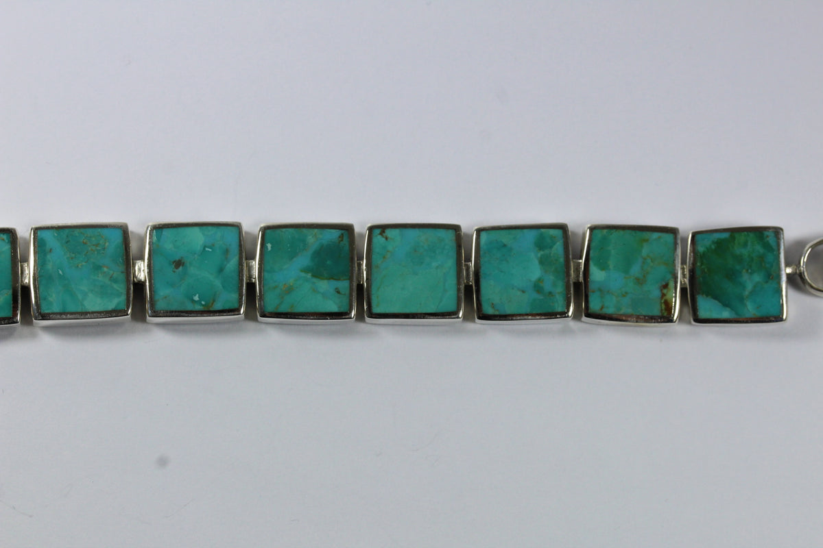 Sterling Silver Turquoise Inlay Panel Bracelet