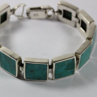 Sterling Silver Turquoise Inlay Panel Bracelet