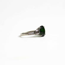 White Gold Green Chrome Diopside and Diamond Ring