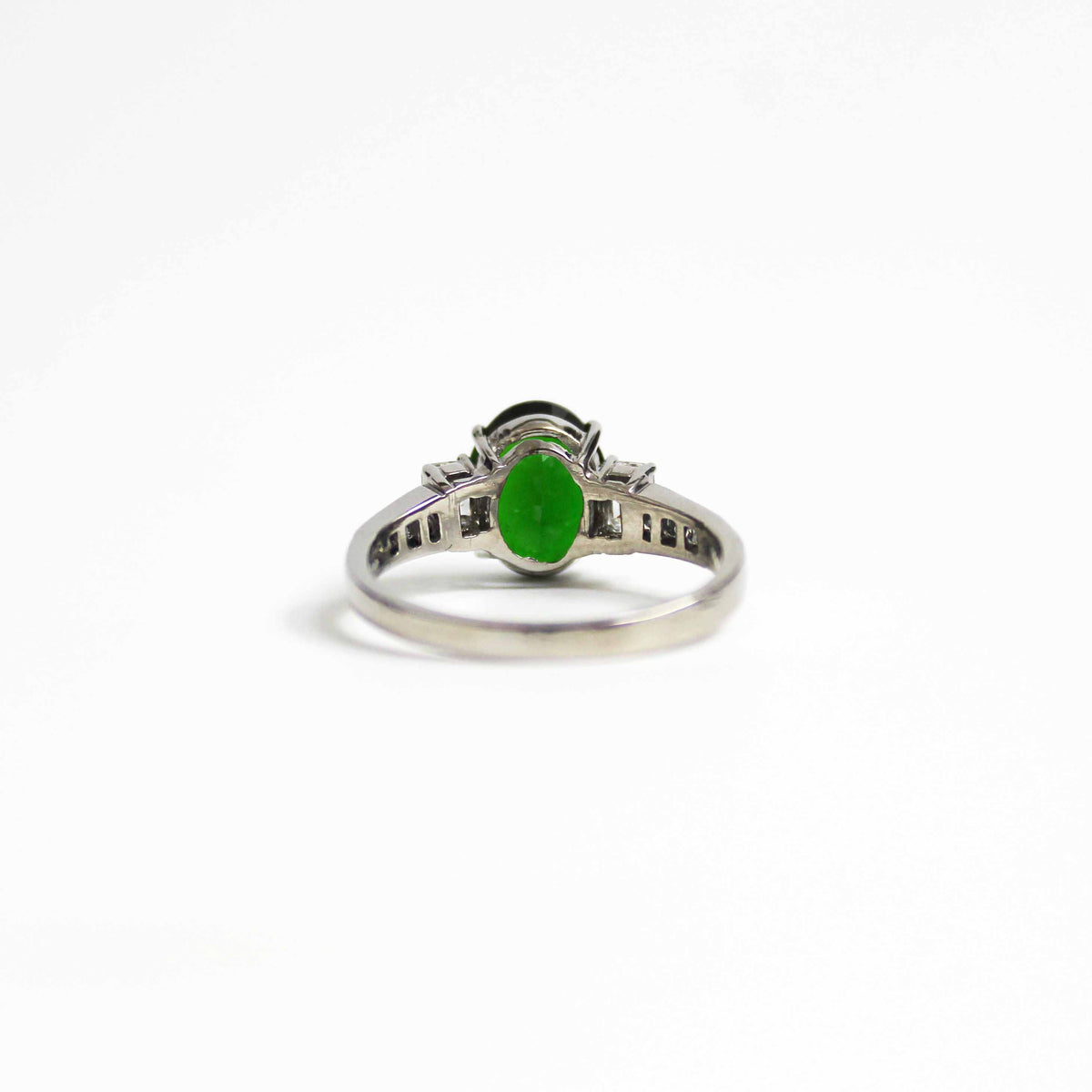 White Gold Green Chrome Diopside and Diamond Ring