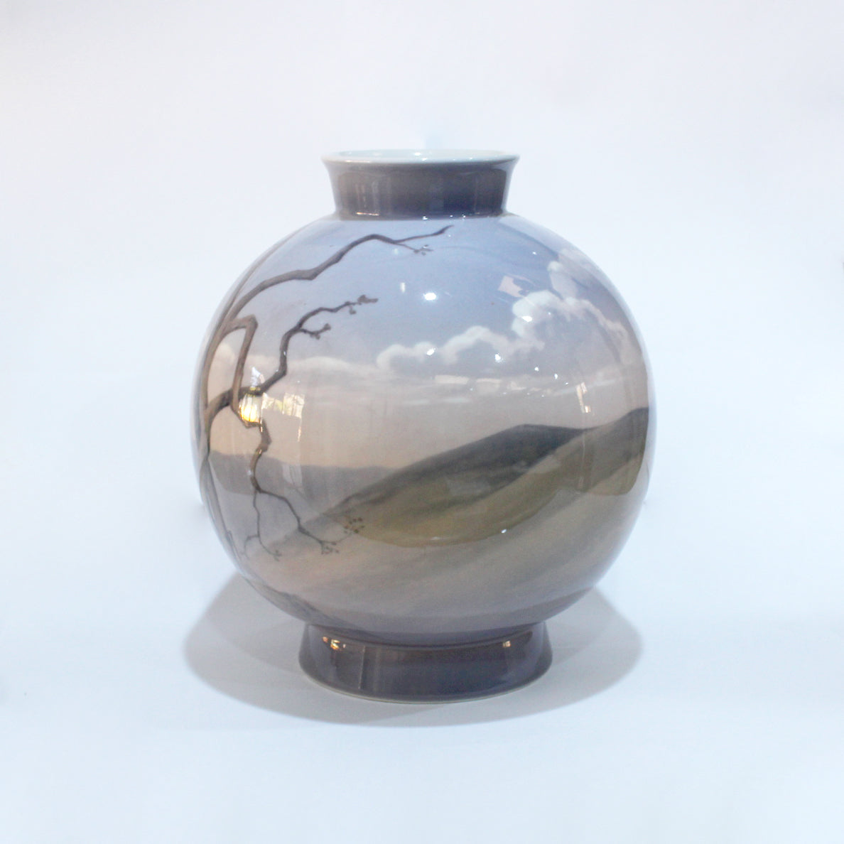 Antique Bing & Grondahl Porcelain Farm House Round Vase
