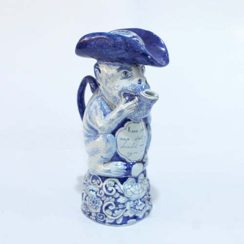 Antique Delft Blue and White Delftware Monkey Milk Jug