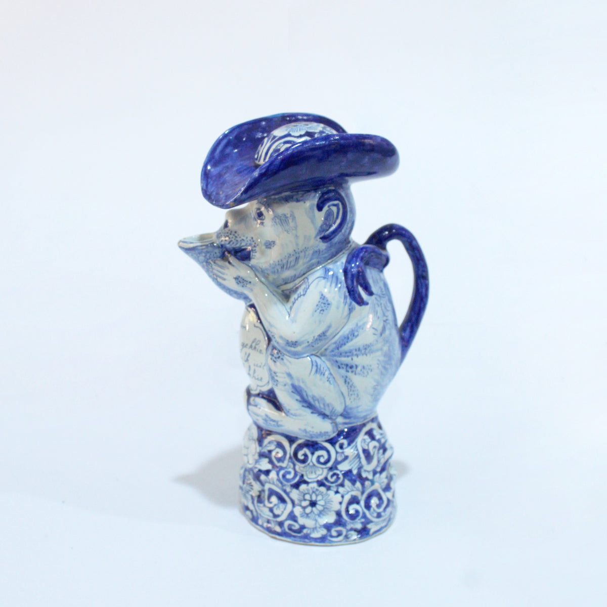 Antique Delft Blue and White Delftware Monkey Milk Jug
