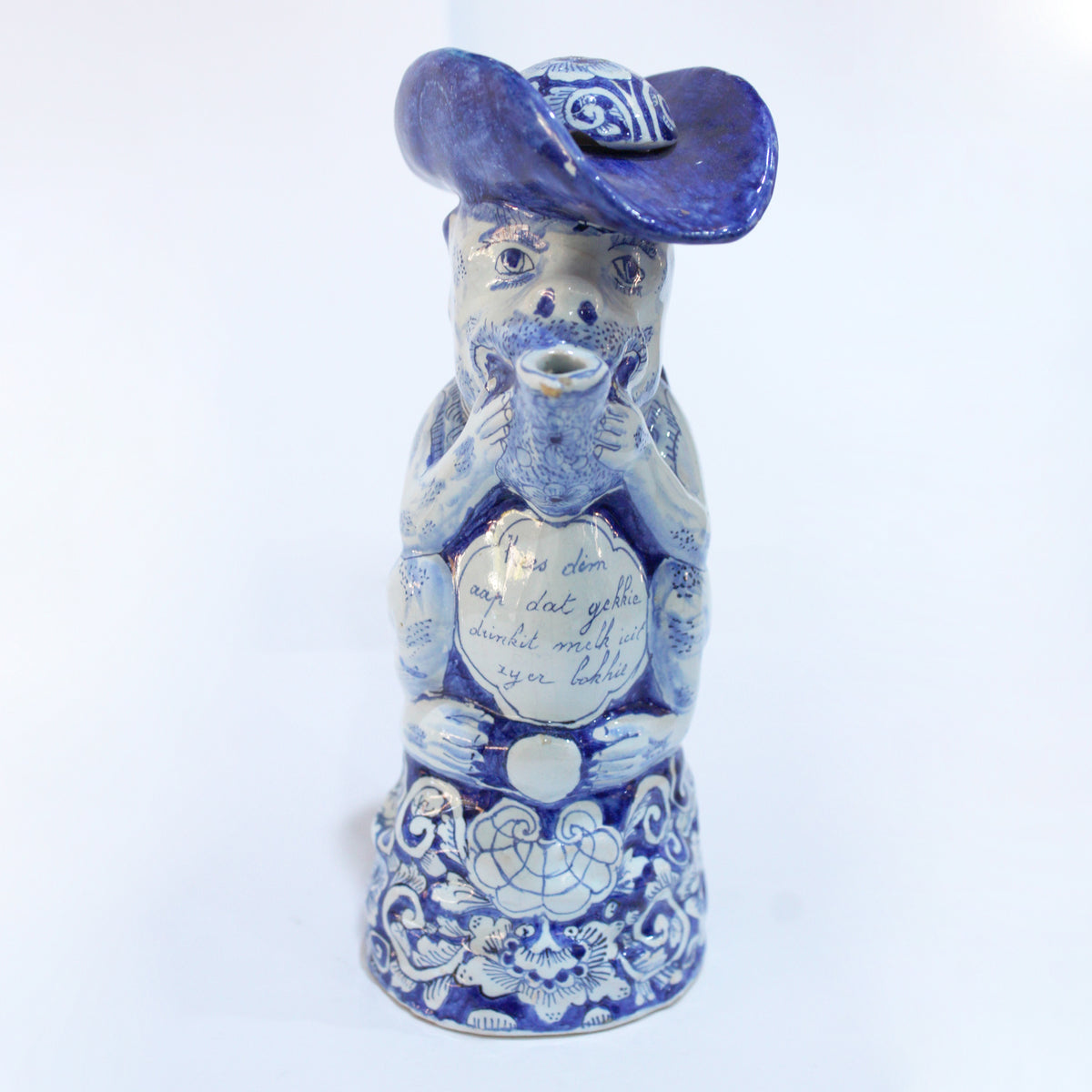 Antique Delft Blue and White Delftware Monkey Milk Jug