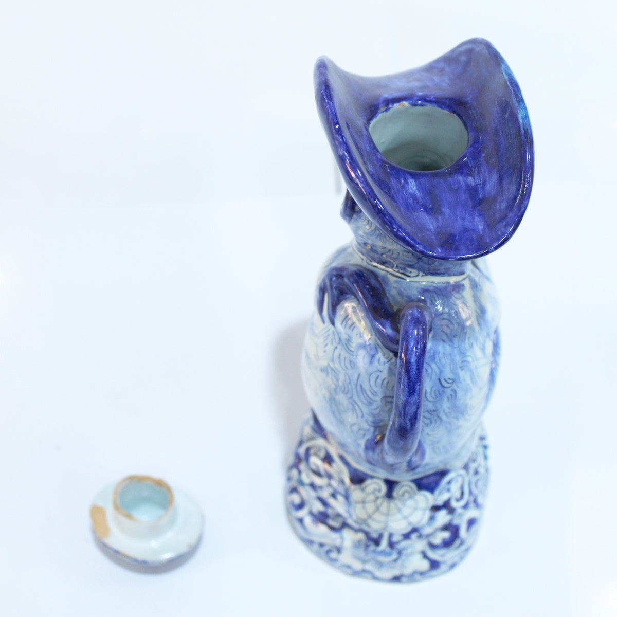 Antique Delft Blue and White Delftware Monkey Milk Jug