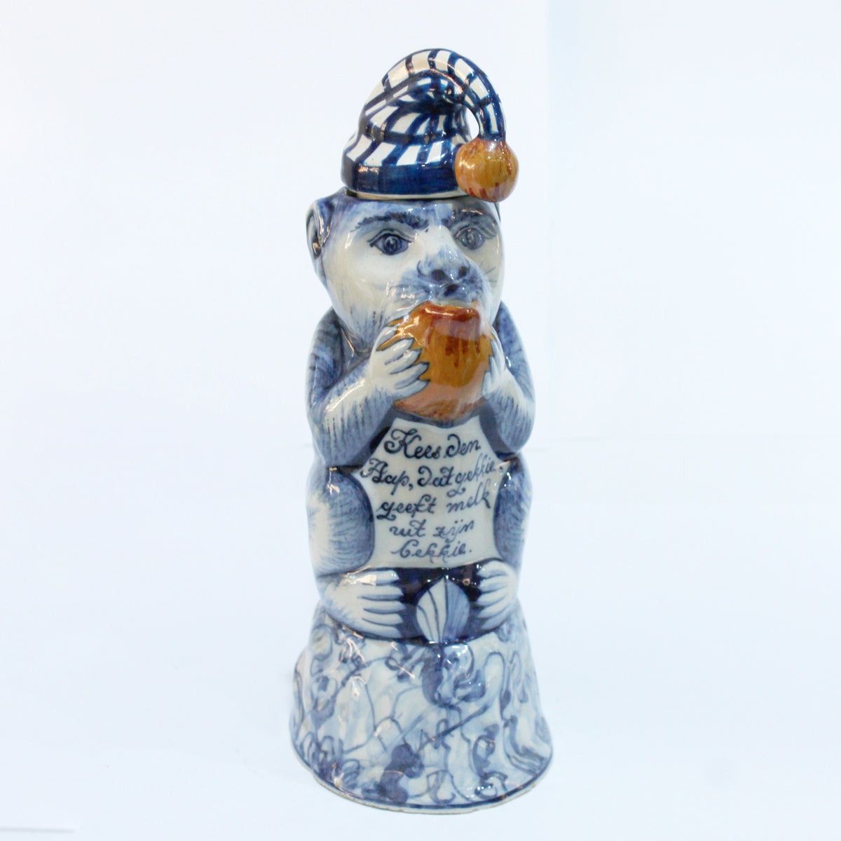 Antique Delft Blue and White Delftware Monkey Milk Jug
