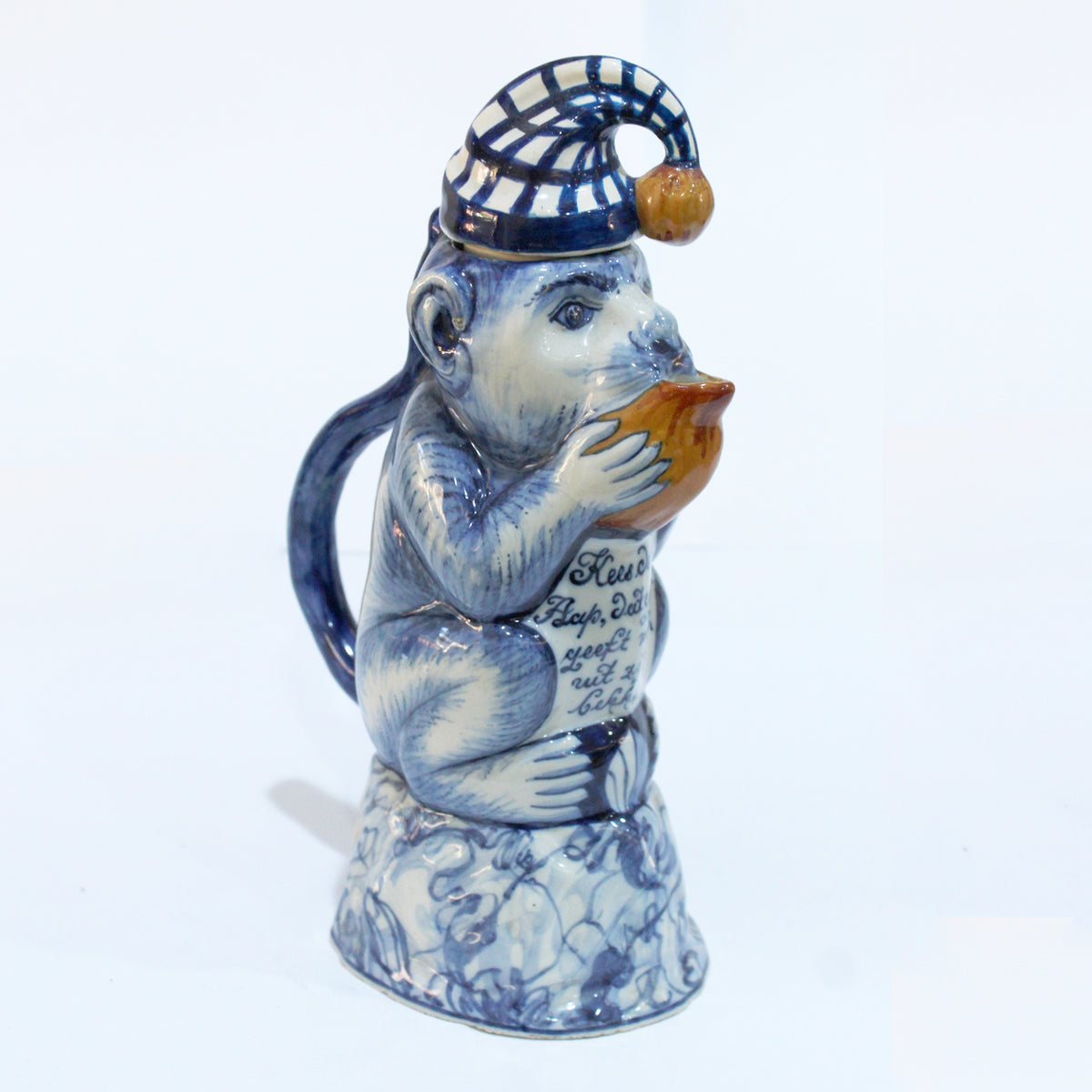 Antique Delft Blue and White Delftware Monkey Milk Jug