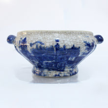 Antique Flow Blue and White Ironstone Soup Bowl