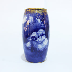 Antique Royal Doulton Blue, White and Gold Porcelain Vase