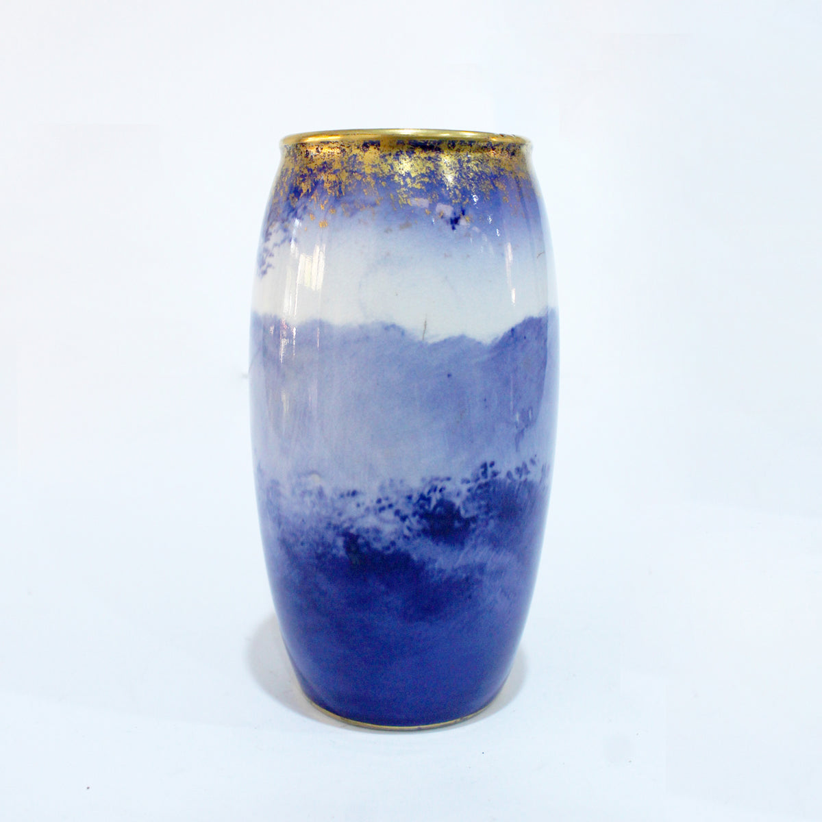 Antique Royal Doulton Blue, White and Gold Porcelain Vase