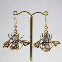 Brass Bumble Bee Hook Drop Earrings