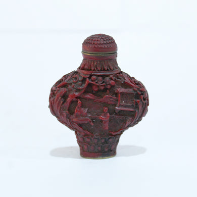 Antique Chinese Red Carved Cinnabar Snuff Bottle