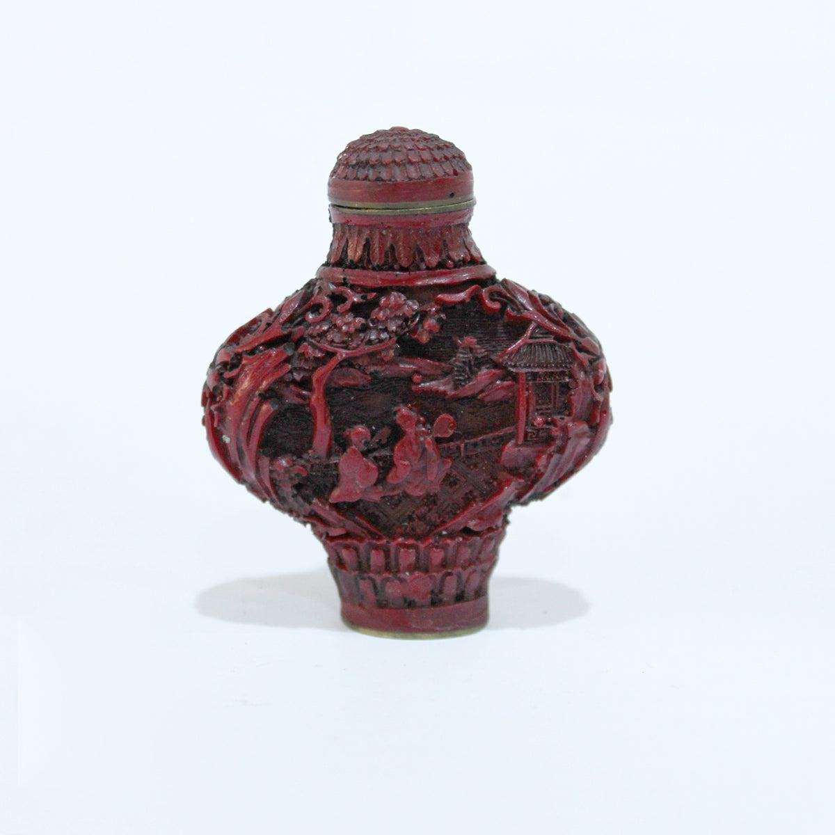 Antique Chinese Red Carved Cinnabar Snuff Bottle