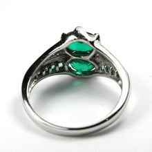 9ct White Gold Twin Emerald and Diamond Dress Ring