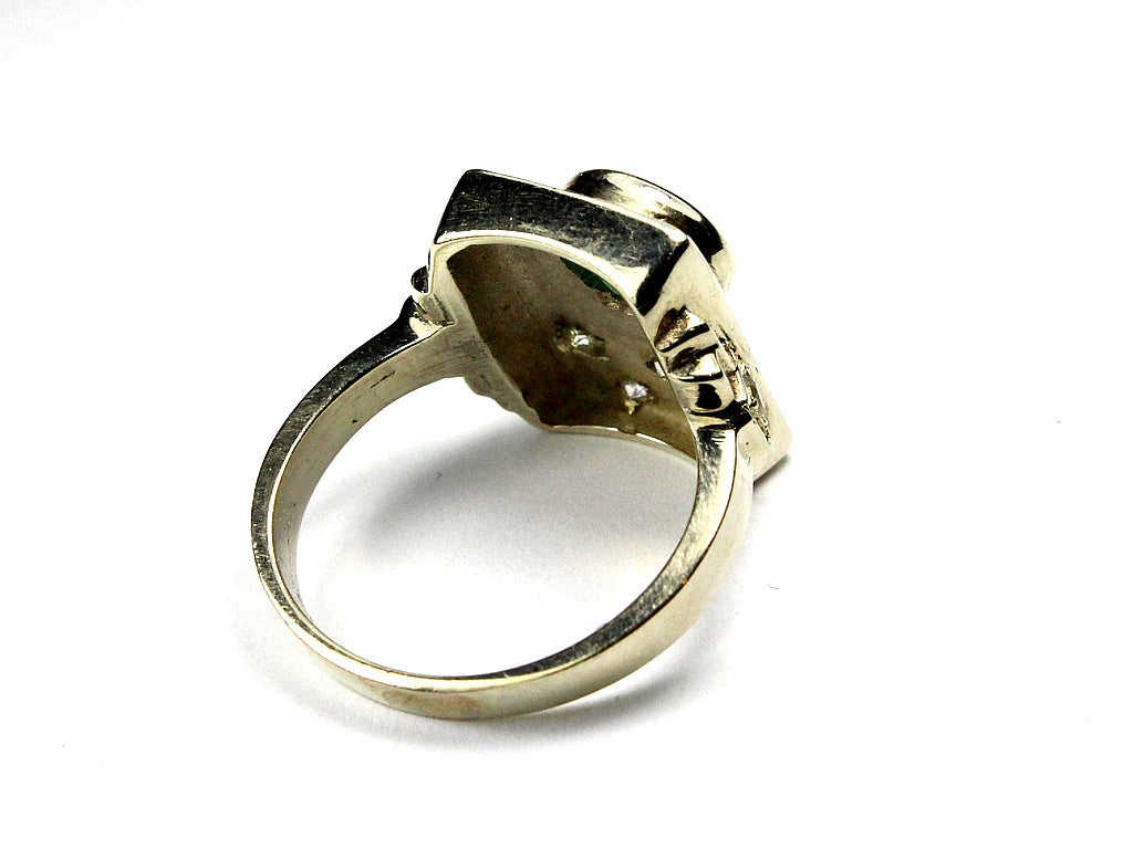 9ct White Gold Emerald and Diamond Ring