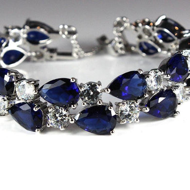 Sterling Silver Cubic Zirconia and Blue Crystal Bracelet