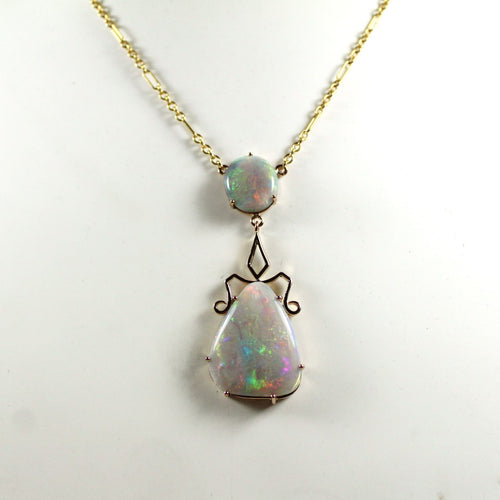 Antique 18ct Rose Gold Solid Semi-Black Opal Pendant