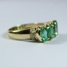 9ct Yellow Gold Emerald and Diamond Bridge Ring