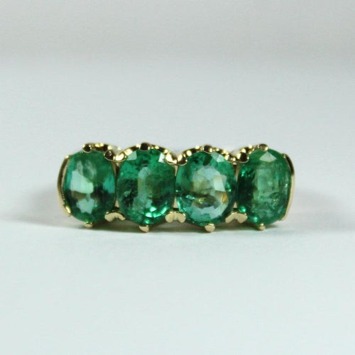 9ct Yellow Gold Emerald and Diamond Bridge Ring