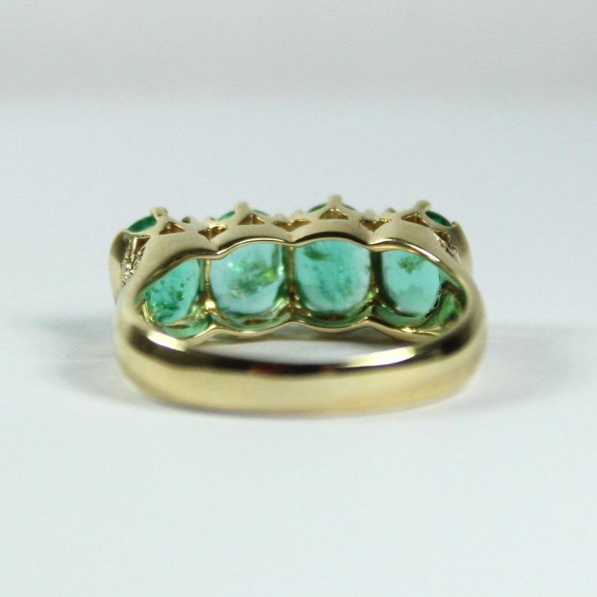 9ct Yellow Gold Emerald and Diamond Bridge Ring